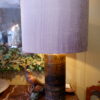 Paire de lampes suédoises en grés décor kaki charbon + AJ soie