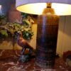 Paire de lampes suédoises en grés décor kaki charbon + AJ soie – Image 4