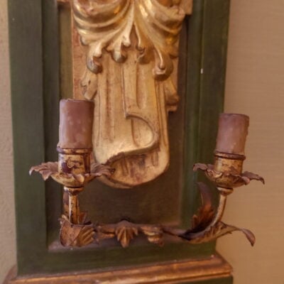 Pair of sconces in carved wood decorated with gold leaf 2 arms of light end of XIXth century