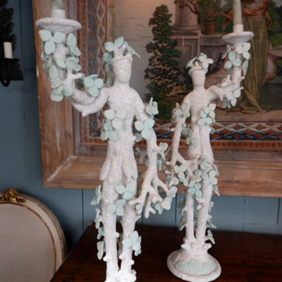 Pair of Daphne "man-tree" candlesticks by Edouard Chevalier