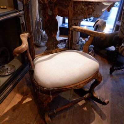 Rare fauteuil Baroque Suédois – Rocking Chair – en bois patine noire ca.1800