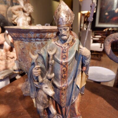 Statue of Saint-Hubert in polychrome carved wood - France late 19th century