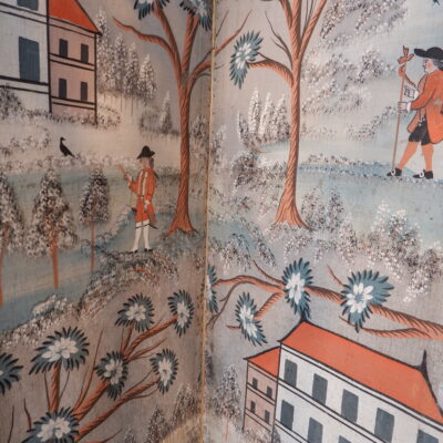 PARAVENT 4 FEUILLES DECOR NAIF PEINT SUR TOILE PERIODE REGENCE