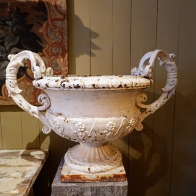 Pair of large basins with handles in white cast iron XIXth century