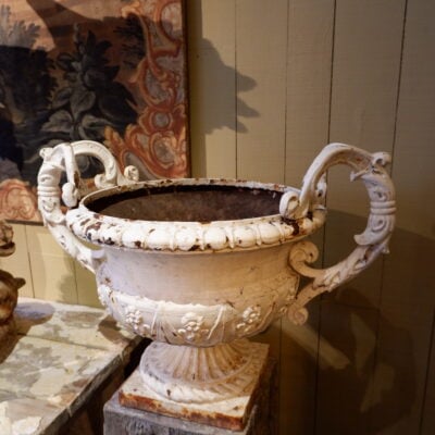 Pair of large basins with handles in white cast iron XIXth century