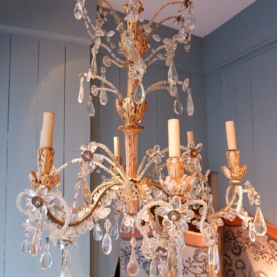 Genoese chandelier in gilded wood and crystal - late 19th century