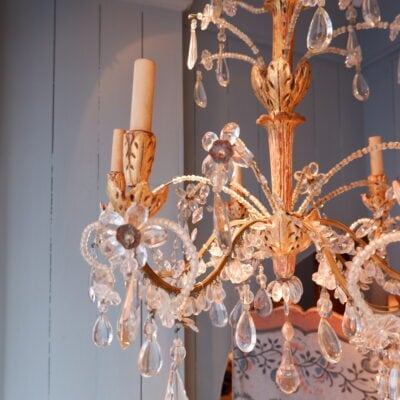 Genoese chandelier in gilded wood and crystal - late 19th century