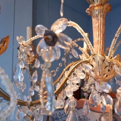 Genoese chandelier in gilded wood and crystal - late 19th century