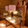 Table basse rectangulaire en bronze et 4 plaques de verre ICE - ca.1960