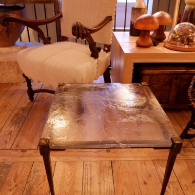 Side table en bronze et verre ICE ca.1960