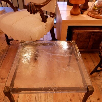 Side table en bronze et verre ICE ca.1960