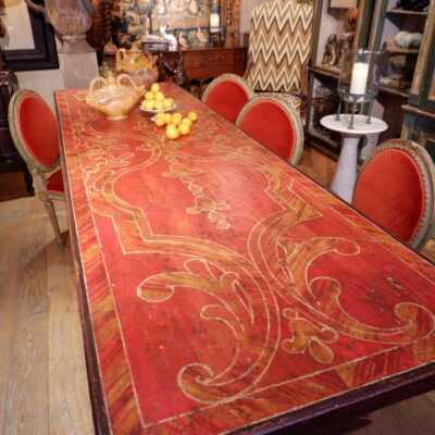 Grande table Toscane en bois peint d’époque XVIIIe