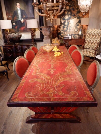 Grande table Toscane en bois peint d’époque XVIIIe