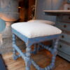 Paire de tabourets baroques en bois tournés patine bleue - ca.1800 – Image 2