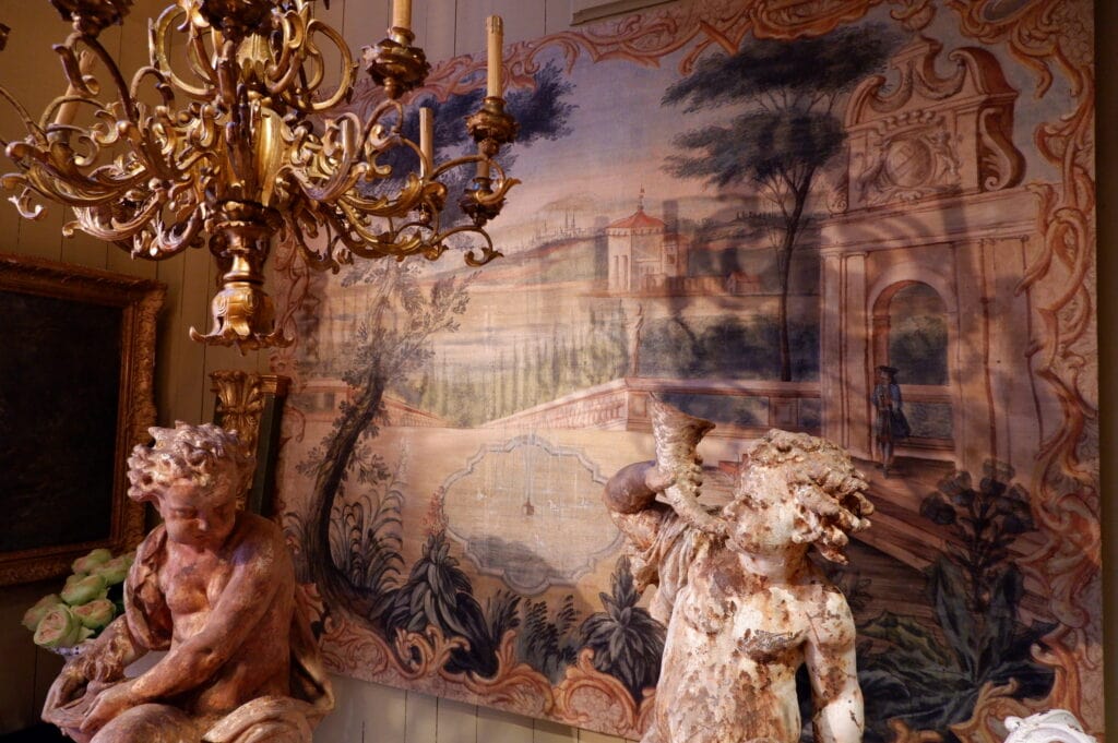 Grande toile peint figurant une perspective de jardin - France XVIIIe