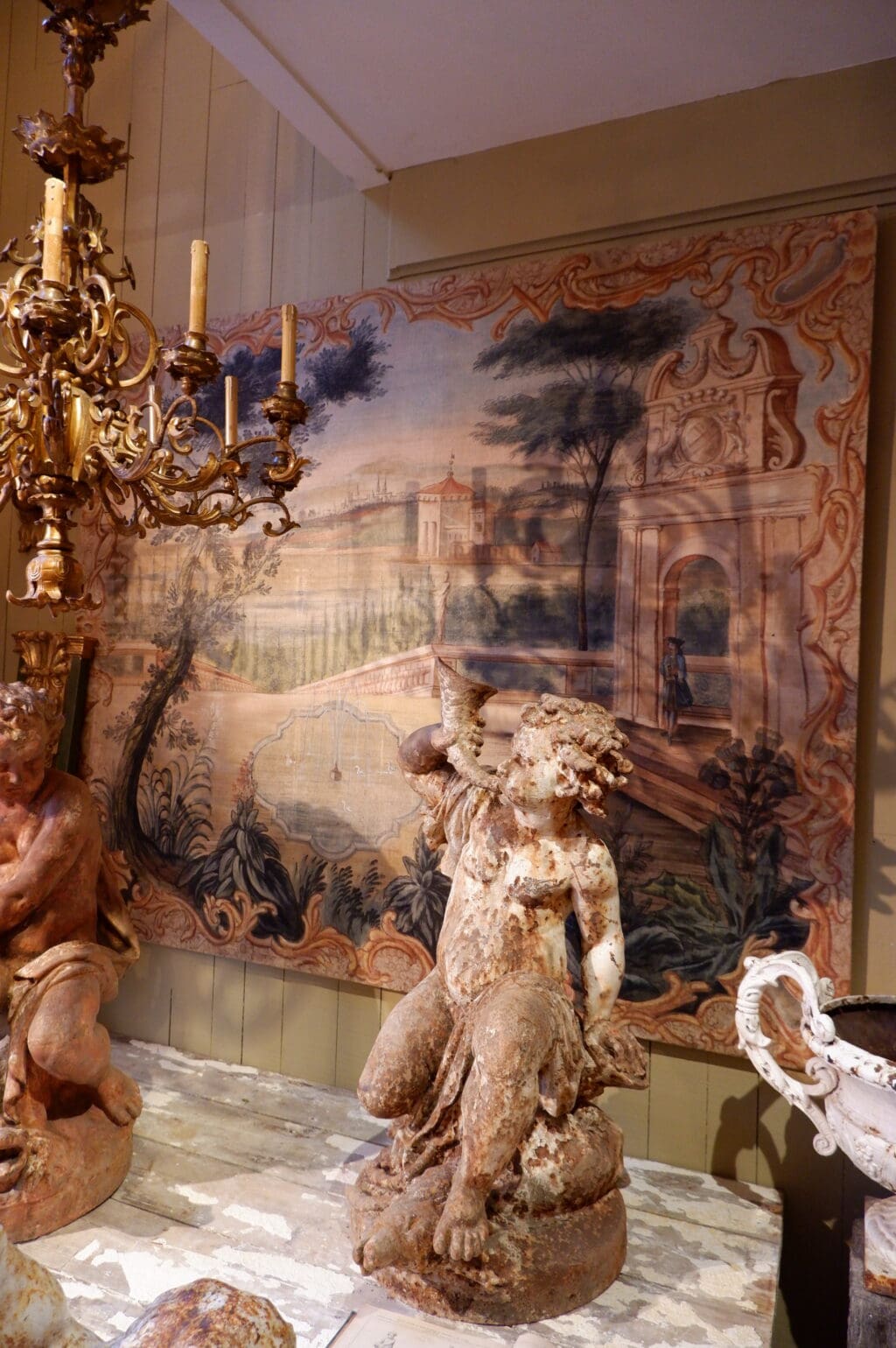 Grande toile peint figurant une perspective de jardin - France XVIIIe – Image 4