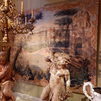 Grande toile peint figurant une perspective de jardin – France XVIIIe