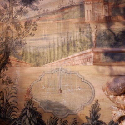 Grande toile peint figurant une perspective de jardin – France XVIIIe