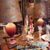 Paire de lampes balustres en bois sculpté- décor imitant le porphyre + Aj rubelli – Image 5