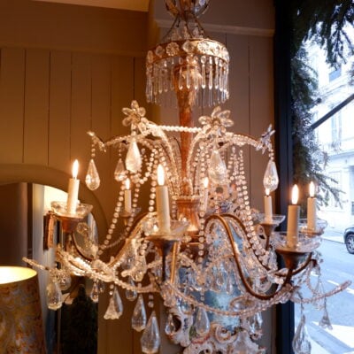 Pair of large Genoese chandeliers, in crystal and cut glass ca.1850