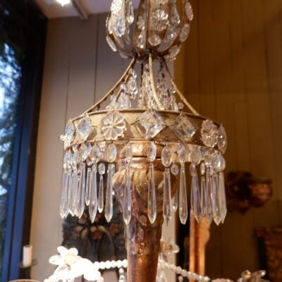 Pair of large Genoese chandeliers, in crystal and cut glass ca.1850
