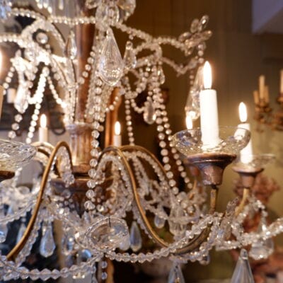Pair of large Genoese chandeliers, in crystal and cut glass ca.1850