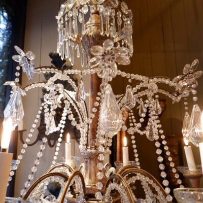 Pair of large Genoese chandeliers, in crystal and cut glass ca.1850