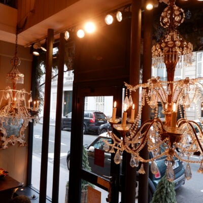 Pair of large Genoese chandeliers, in crystal and cut glass ca.1850