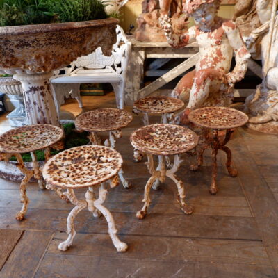 6 stools or selettes in openwork cast iron XIXth century