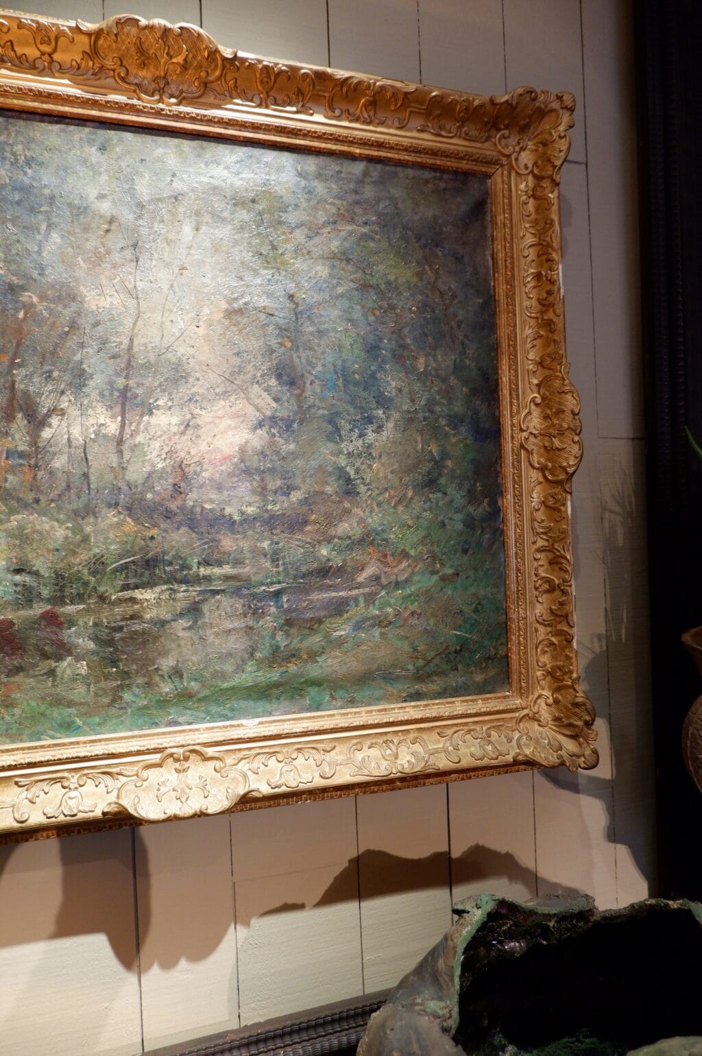 Huile sur toile "Mare dans un clairière au crépuscule" signée Emile Noirot - ca.1897 – Image 7