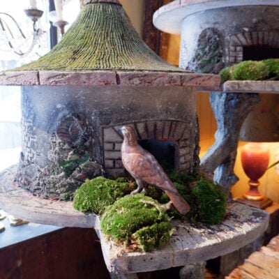 DOUBLE VOLIERE IN CEMENT FAUX WOOD XIXE