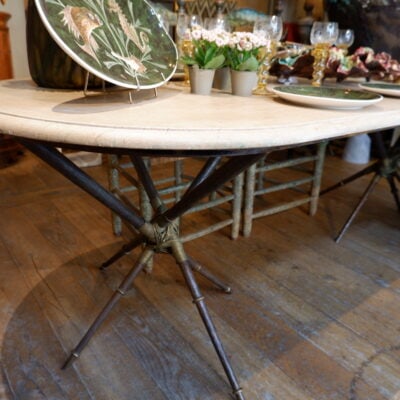 Table en bronze et marbre par Pierre Lottier ca.1950
