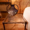 Side-Table carrée en bronze martelé et verre moulé ca.1960