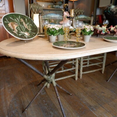 Table en bronze et marbre par Pierre Lottier ca.1950
