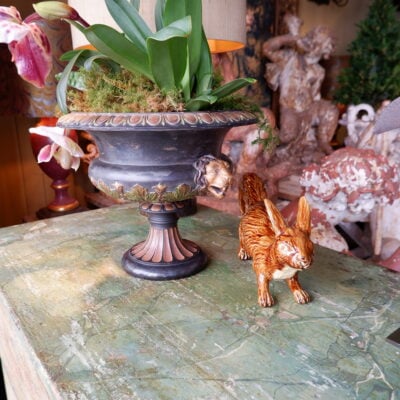 NEOCLASSIAN VASE ON POLYCHROME TERRACOT STANDING SIGNED P. Ipsen, Kjøbenhavn ca.1890