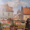 HUILE SUR TOILE MARCHE AUX FLEURS DE Stockholm PAR OLOF ARBORELIUS