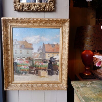 OIL ON CANVAS Stockholm FLOWER MARKET BY OLOF ARBORELIUS