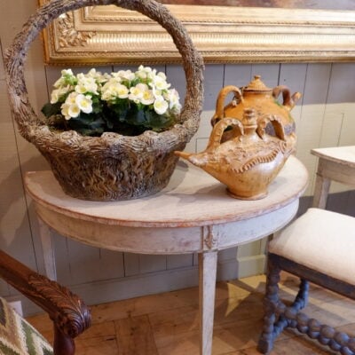 Pair of gustavian half-moon consoles with white patina 19th century