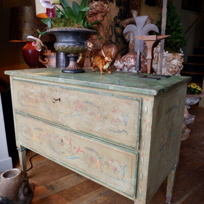 COMMODE FLORENTINE DECOR ARTE POVERA PATINE VERTE XIXE