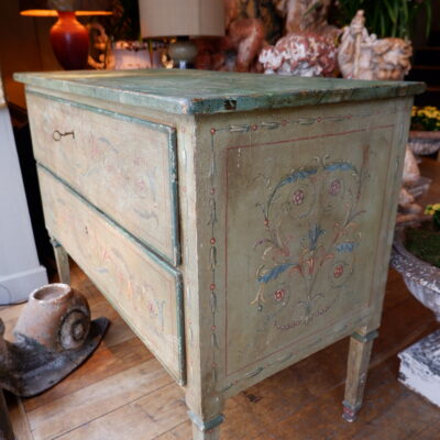 COMMODE FLORENTINE DECOR ARTE POVERA PATINE VERTE XIXE