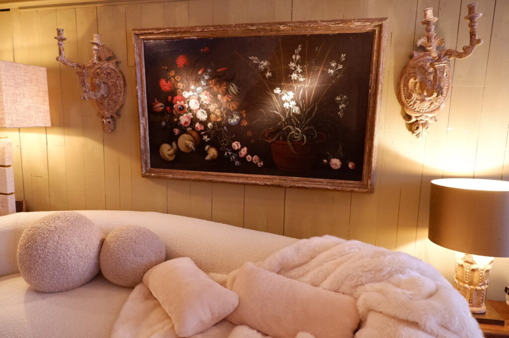 Grand huile sur toile italienne "nature morte fleurs & champignons" - XVIIIE – Image 11