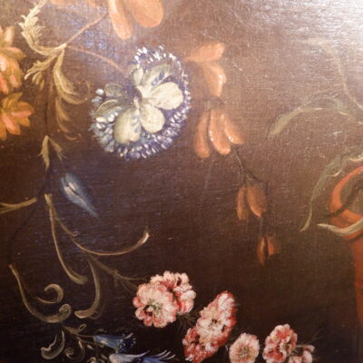 Grand huile sur toile italienne “nature morte fleurs & champignons” – XVIIIE