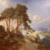Grande Huile sur toile figurant un paysage abord d'un lac - Signé J M Stäck ca.1866 – Image 6