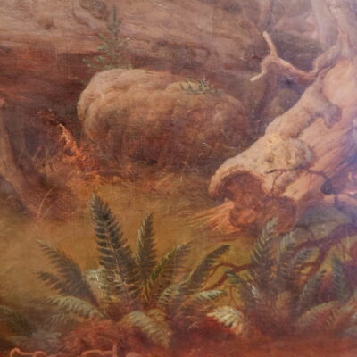 Grande Huile sur toile figurant un paysage abord d’un lac – Signé J M Stäck ca.1866