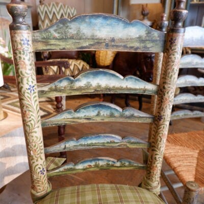 PAIRE de CHAISES PAILLEES DECOR PEINT CA.1800