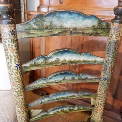 PAIRE de CHAISES PAILLEES DECOR PEINT CA.1800