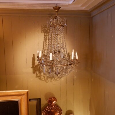 CHANDELIER IN CRYSTAL AND GILDED BRONZE 8 ARMS OF LIGHT XIXE