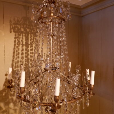 CHANDELIER IN CRYSTAL AND GILDED BRONZE 8 ARMS OF LIGHT XIXE