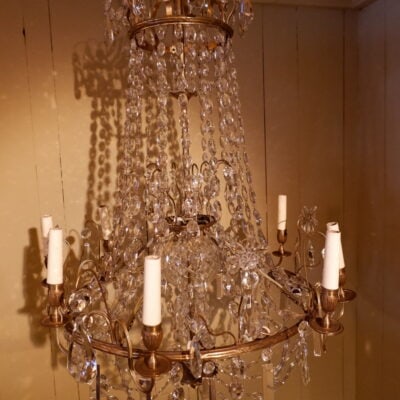 CHANDELIER IN CRYSTAL AND GILDED BRONZE 8 ARMS OF LIGHT XIXE