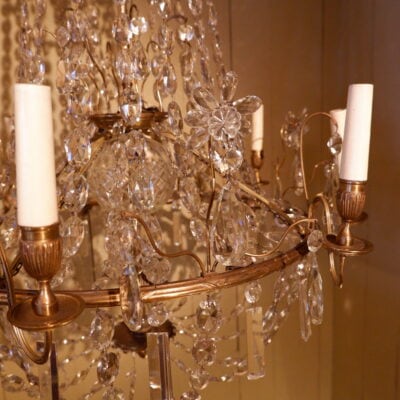 CHANDELIER IN CRYSTAL AND GILDED BRONZE 8 ARMS OF LIGHT XIXE